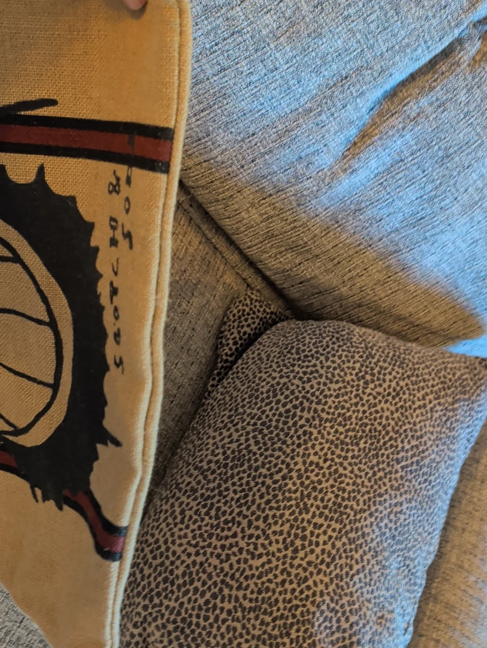 Scotch & Soda Yellow Canvas Tote with Black Graphic and Red Stripes